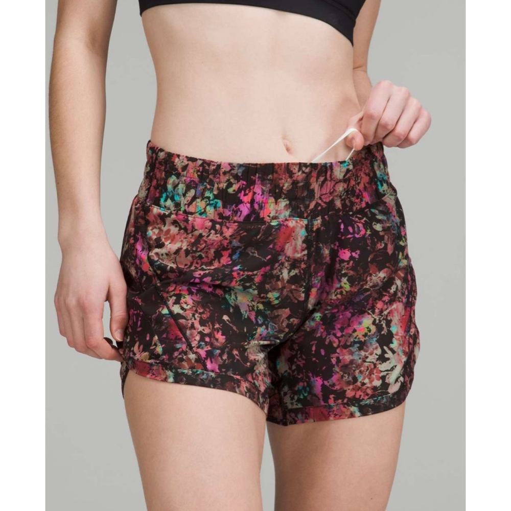 Lululemon Track That Mid-Rise Lined Short 5” Stencil Blossom Red Multi 2 - Picture 5 of 8